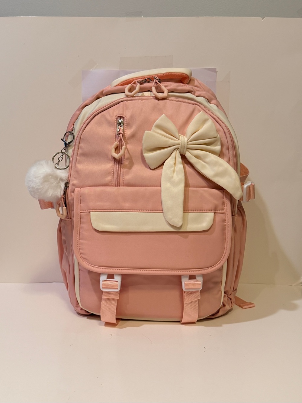 NWOT Pink Bow 4 Piece Backpack Girls w/Lunch Box, Pencil Case, & Water Bottle